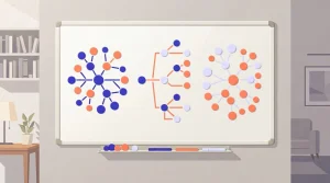 Magnettafel mit verschiedenfarbigen Figuren und Linien zur Ordnung von Wettarten